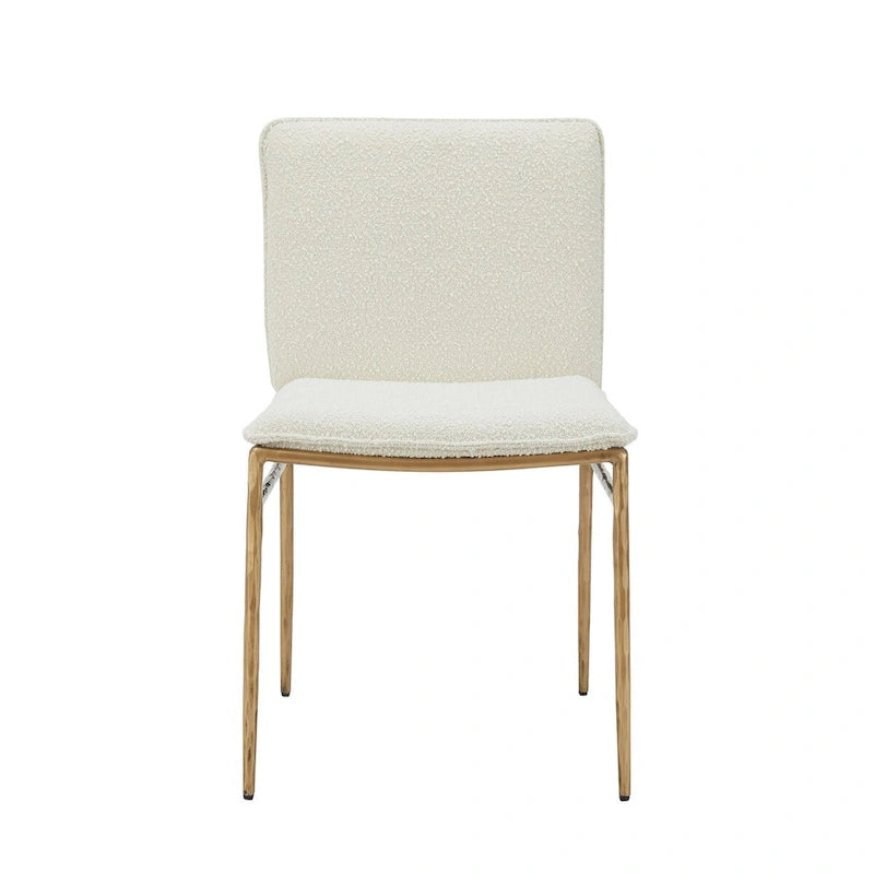 Chaise de salle à manger latérale Blanc cassé et Laiton doré – À l'unité