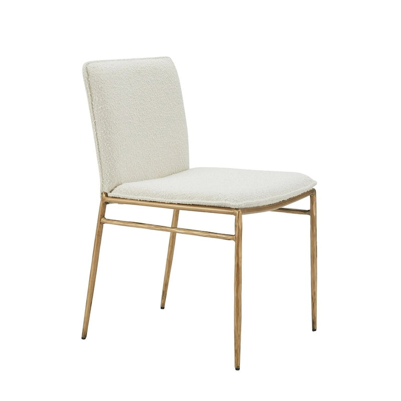 Chaise de salle à manger latérale Blanc cassé et Laiton doré – À l'unité