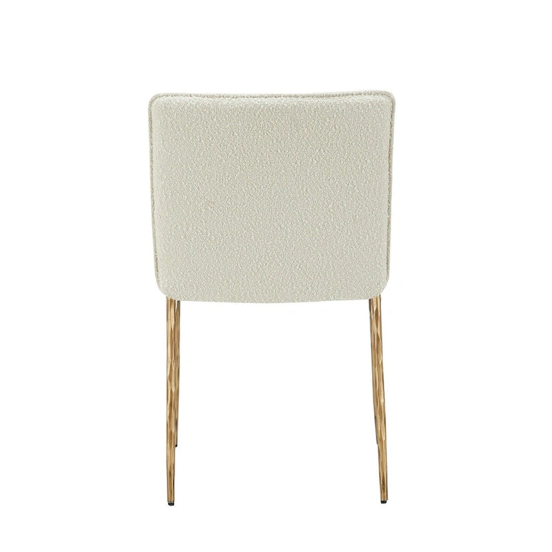 Chaise de salle à manger latérale Blanc cassé et Laiton doré – À l'unité