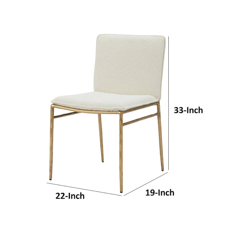 Chaise de salle à manger latérale Blanc cassé et Laiton doré – À l'unité