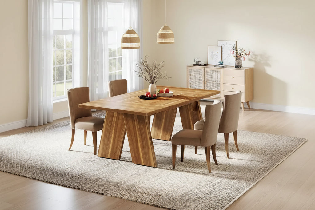 71 Large Farmhouse Dinning Table, Rectangular Dining Table for 6