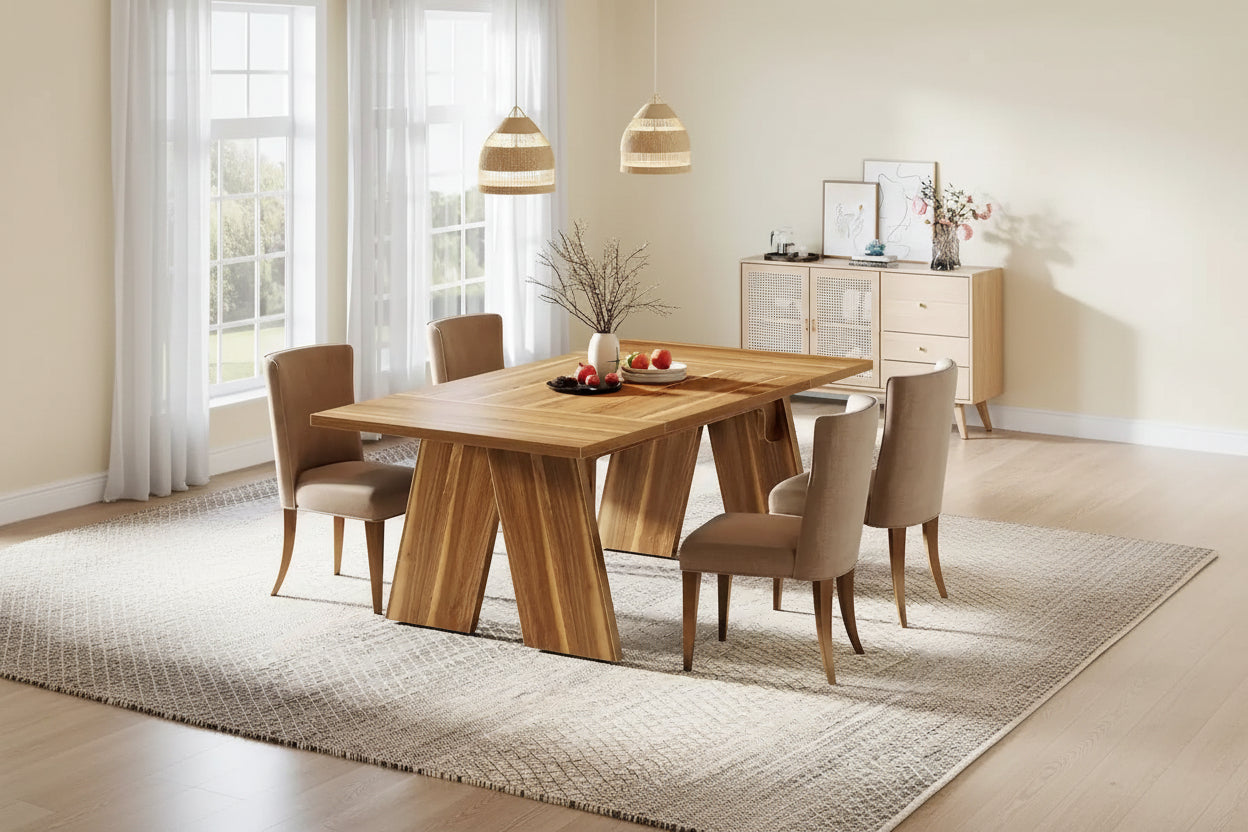 71 Large Farmhouse Dinning Table, Rectangular Dining Table for 6