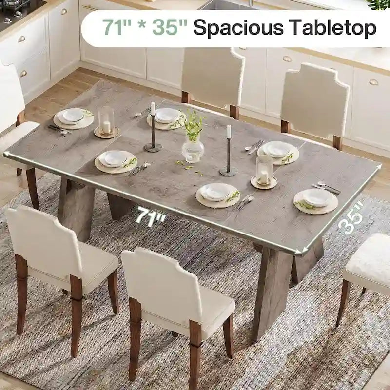Table de salle à manger rectangulaire style ferme, marron, 6 à 8 places