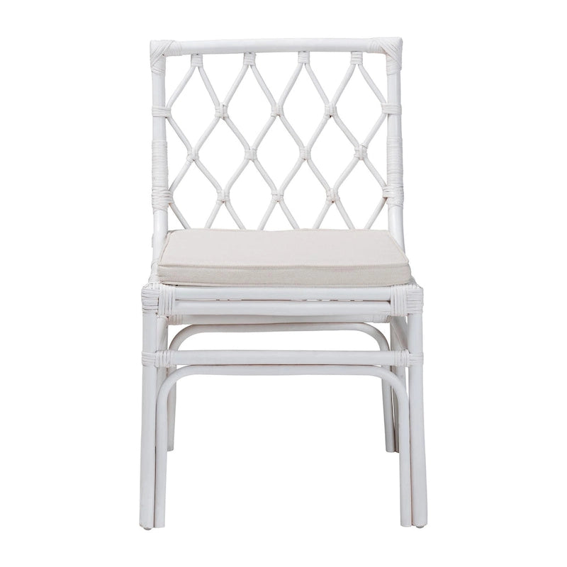 Chaise de salle à manger bohème en rotin blanc, unité