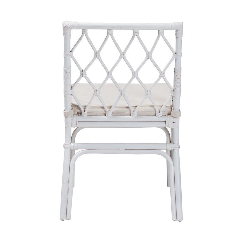 Chaise de salle à manger bohème en rotin blanc, unité