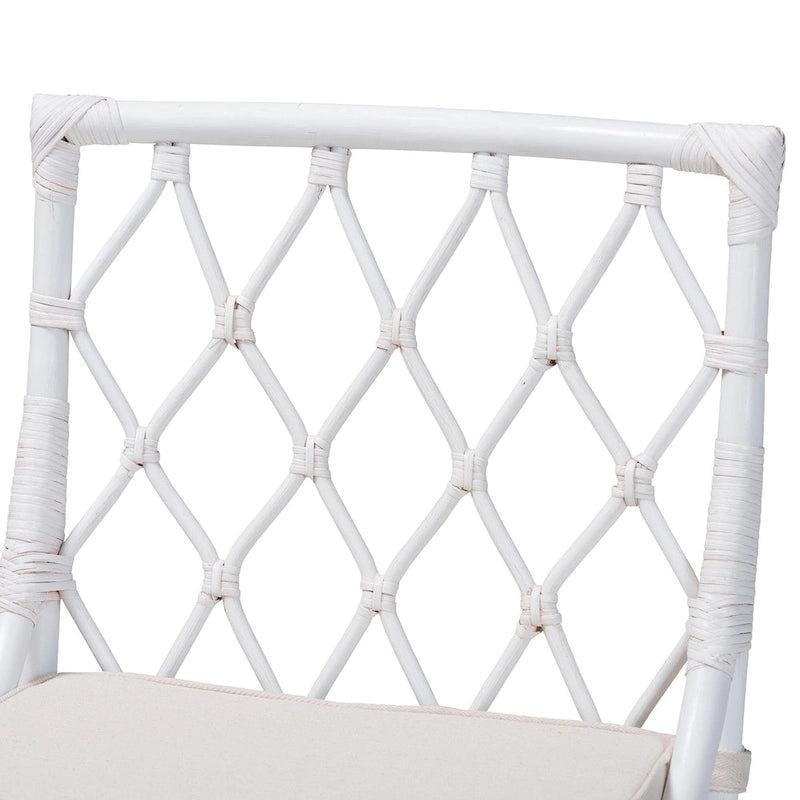 Chaise de salle à manger bohème en rotin blanc, unité