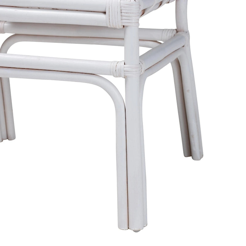 Chaise de salle à manger bohème en rotin blanc, unité