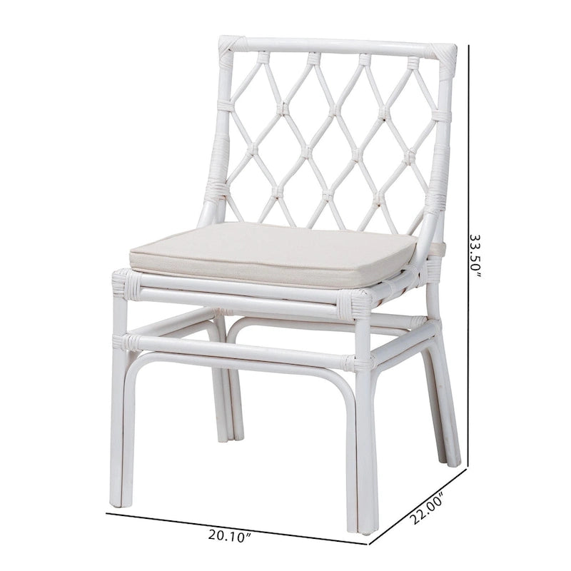 Chaise de salle à manger bohème en rotin blanc, unité