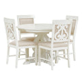 Salle à manger rétro extensible 5 pièces, blanc antique/noyer, 4-6 places