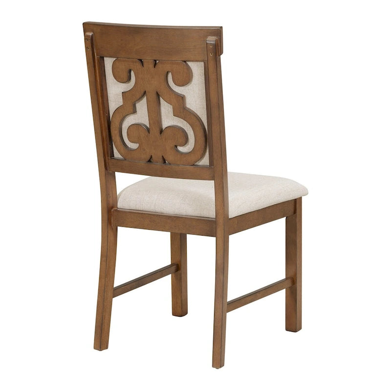 Salle à manger rétro extensible 5 pièces, blanc antique/noyer, 4-6 places