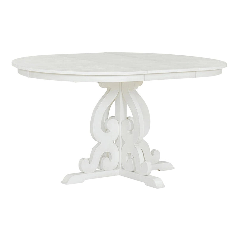 Salle à manger rétro extensible 5 pièces, blanc antique/noyer, 4-6 places