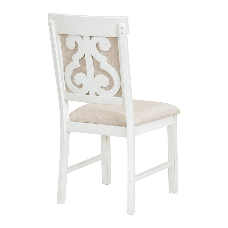 Salle à manger rétro extensible 5 pièces, blanc antique/noyer, 4-6 places