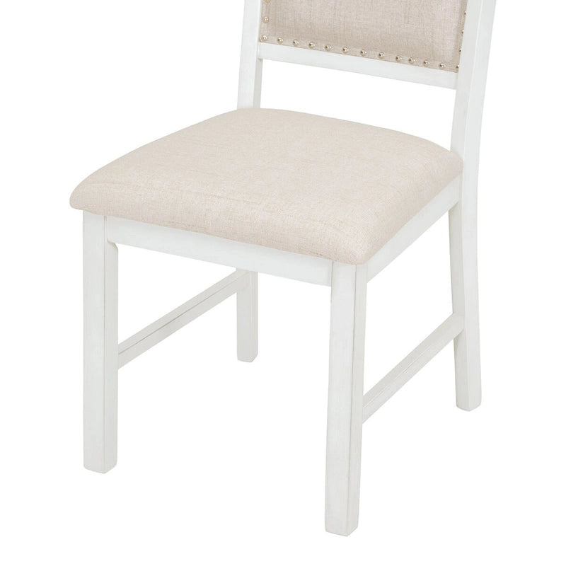 Salle à manger rétro extensible 5 pièces, blanc antique/noyer, 4-6 places