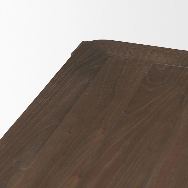 Table de salle à manger rectangulaire marron foncé, 6 places, placage orme et bois