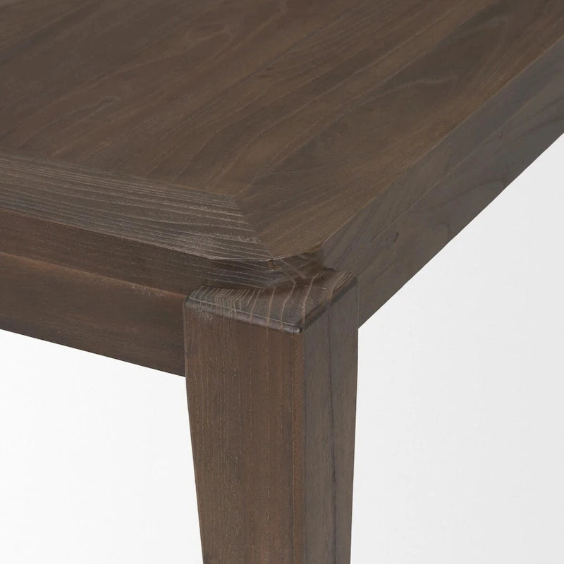 Table de salle à manger rectangulaire marron foncé, 6 places, placage orme et bois