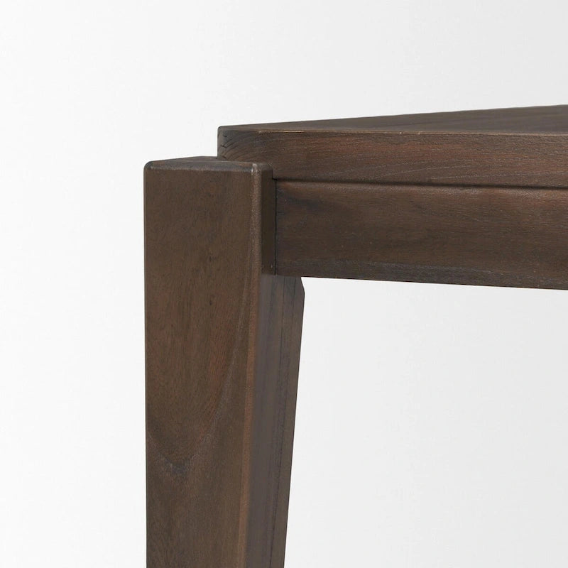 Table de salle à manger rectangulaire marron foncé, 6 places, placage orme et bois