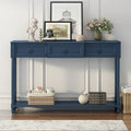 Console avec 3 tiroirs et une étagère inférieure – Bleu marine vieilli / Espresso / Blanc vieilli
