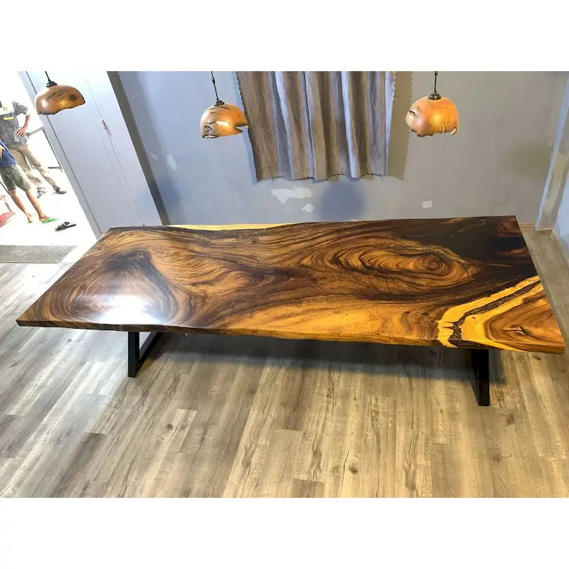 Table de salle à manger en époxy à bords bruts, multicolore, style 1 à 6, 8 à 10 places