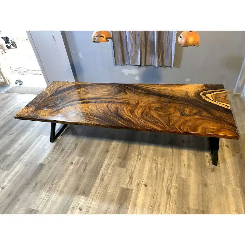 Table de salle à manger en époxy à bords bruts, multicolore, style 1 à 6, 8 à 10 places
