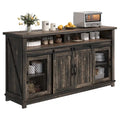 Buffet coulissant marron foncé / gris, assemblage par 1 personne