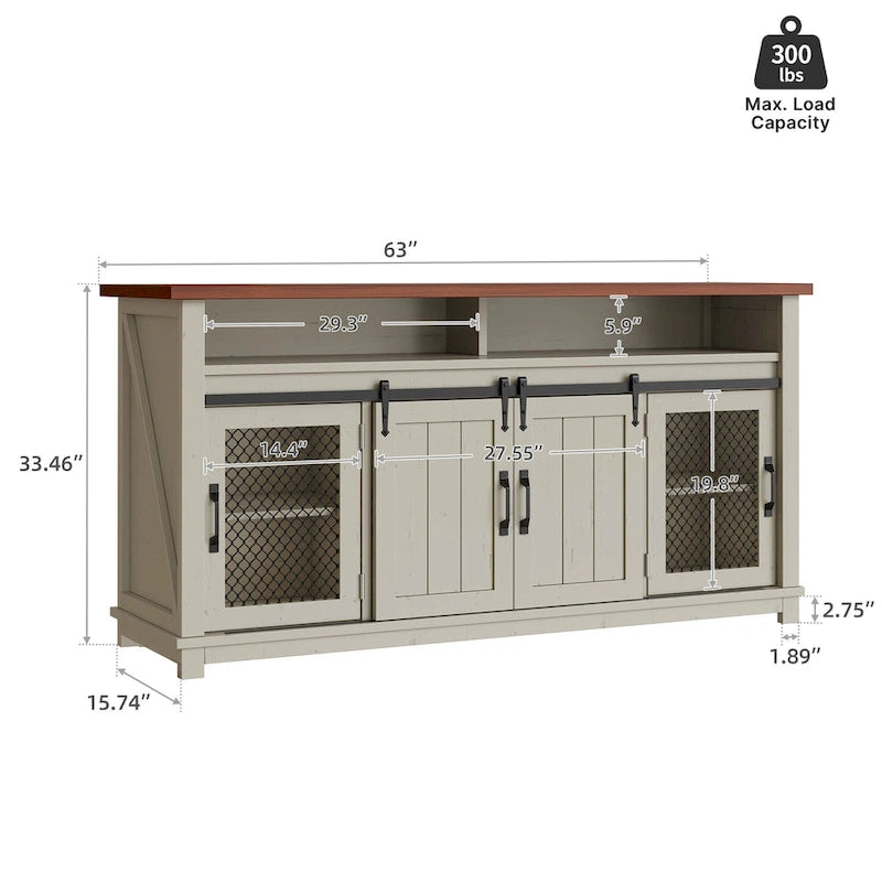 Buffet coulissant marron foncé / gris, assemblage par 1 personne
