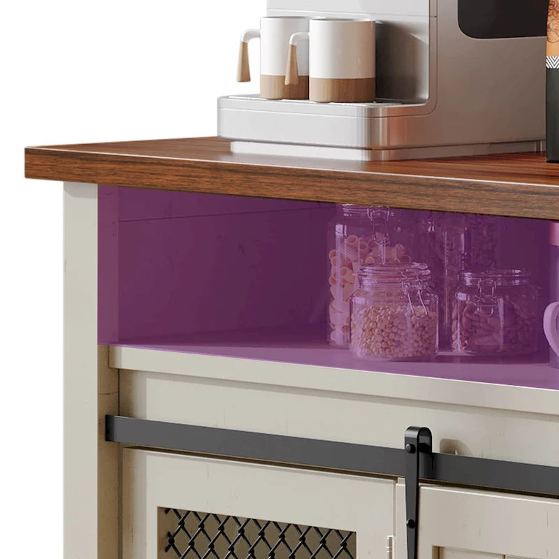 Buffet coulissant marron foncé / gris, assemblage par 1 personne