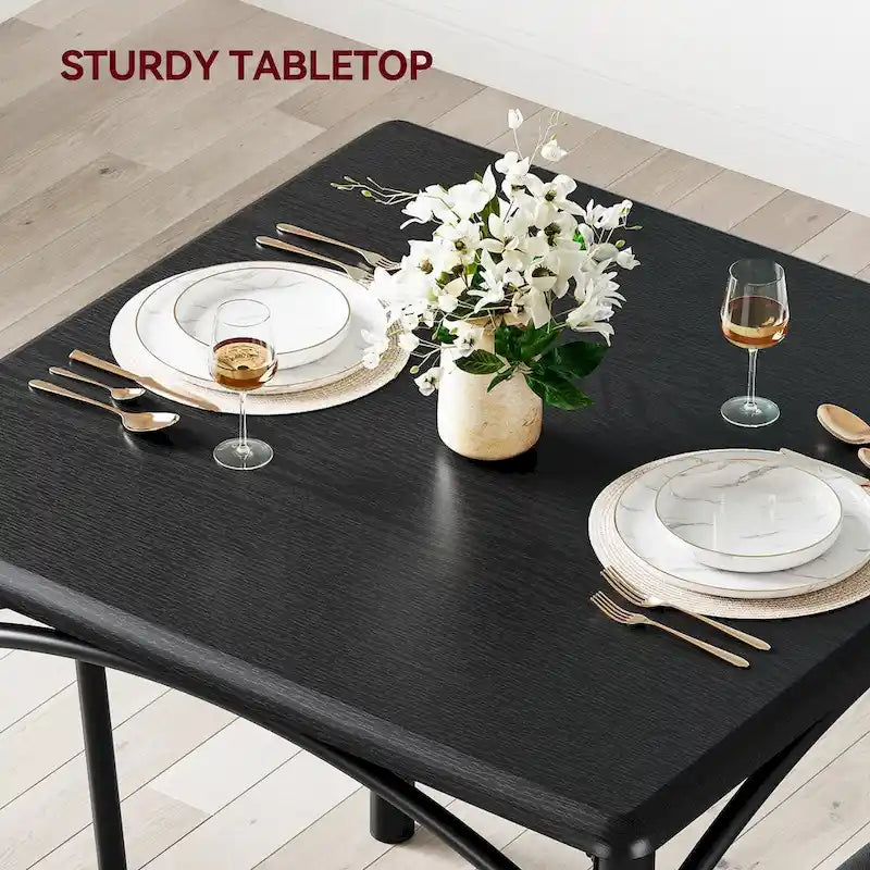 Ensemble de salle à manger 2 places rembourré gris / marron / noir, table et chaises de cuisine carrées 3 pièces