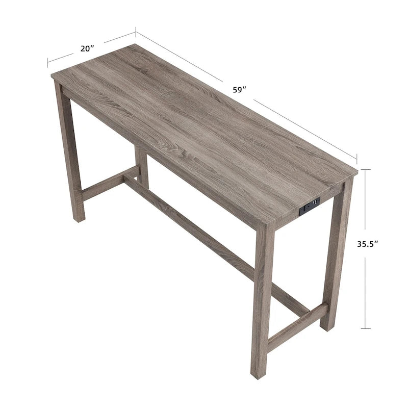Ensemble table de bar et 6 tabourets rembourrés gris foncé/crème – 2 tables et 6 tabourets de bar rembourrés