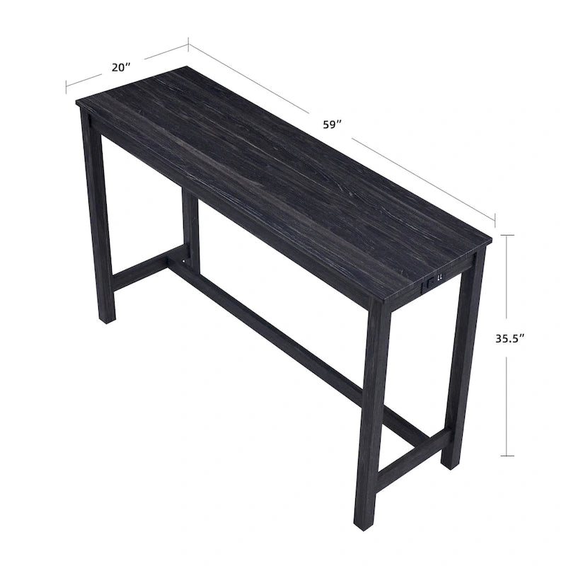 Ensemble table de bar et 6 tabourets rembourrés gris foncé/crème – 2 tables et 6 tabourets de bar rembourrés