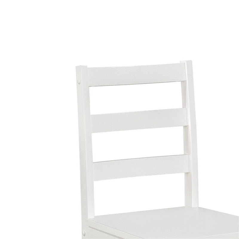 Ensemble de salle à manger rectangulaire blanc 5 places avec chaises à dossier échelle