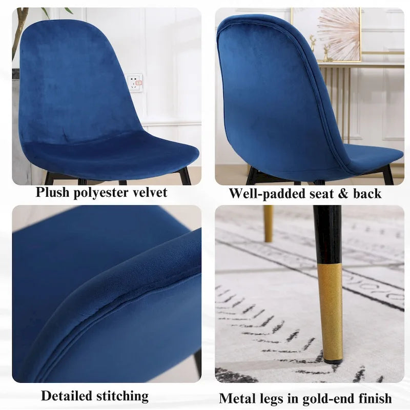 Ensemble de salle à manger rond 5 pièces en velours gris/bleu/vert/rose pour 4, piètement tréteau