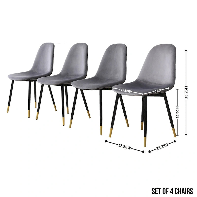 Ensemble de salle à manger rond 5 pièces en velours gris/bleu/vert/rose pour 4, piètement tréteau