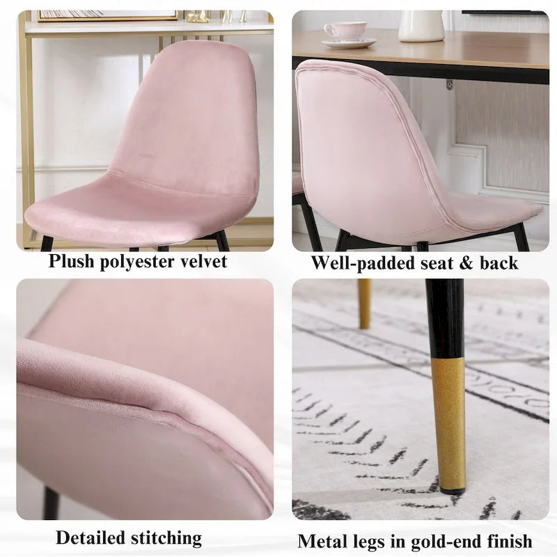Ensemble de salle à manger rond 5 pièces en velours gris/bleu/vert/rose pour 4, piètement tréteau
