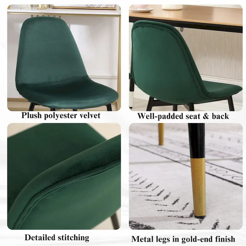 Ensemble de salle à manger rond 5 pièces en velours gris/bleu/vert/rose pour 4, piètement tréteau