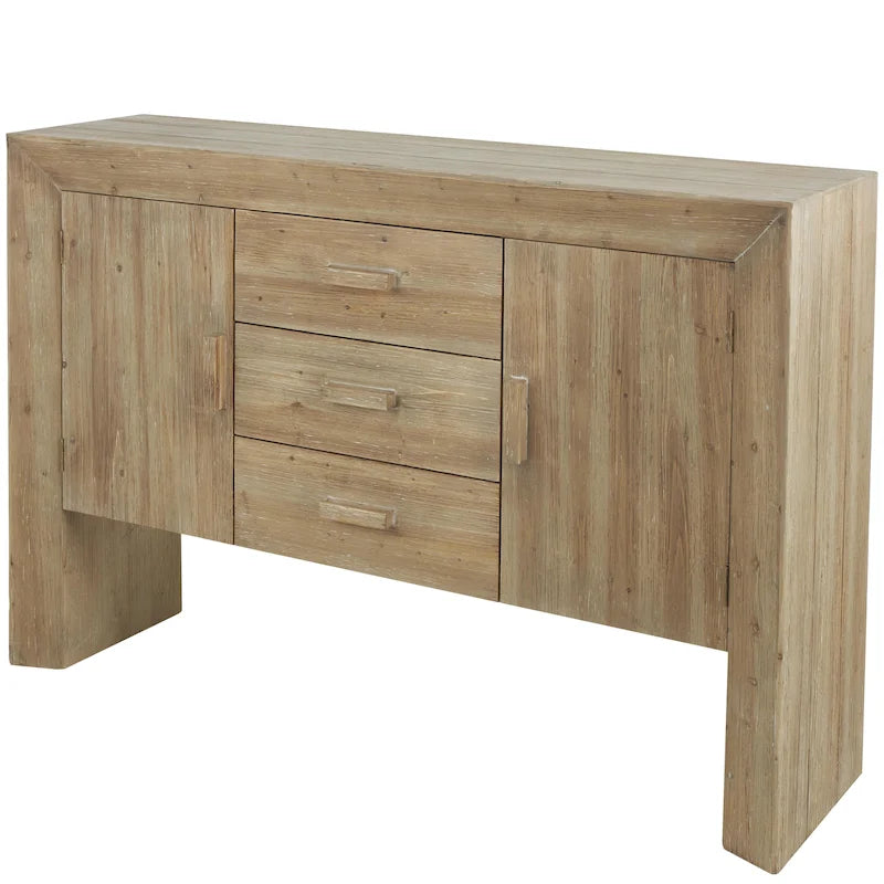 Buffet en bois marron traditionnel à 2 portes et 3 tiroirs