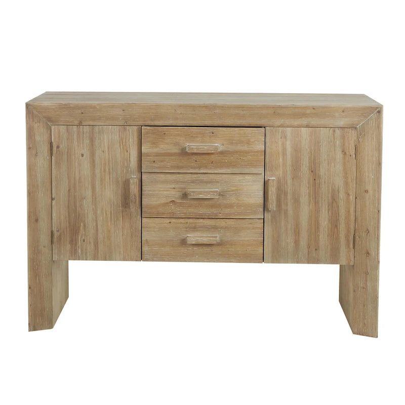 Buffet en bois marron traditionnel à 2 portes et 3 tiroirs