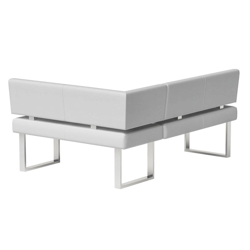 Banquette d'angle de salle à manger en similicuir blanc, simple, 1 personne