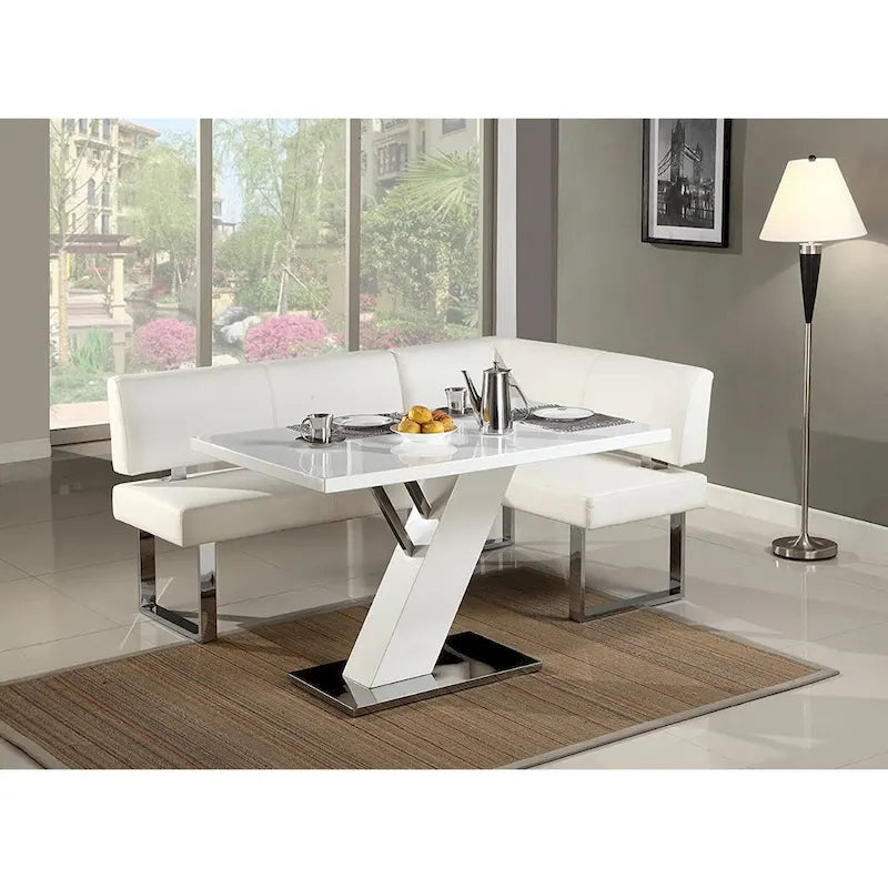 Banquette d'angle de salle à manger en similicuir blanc, simple, 1 personne