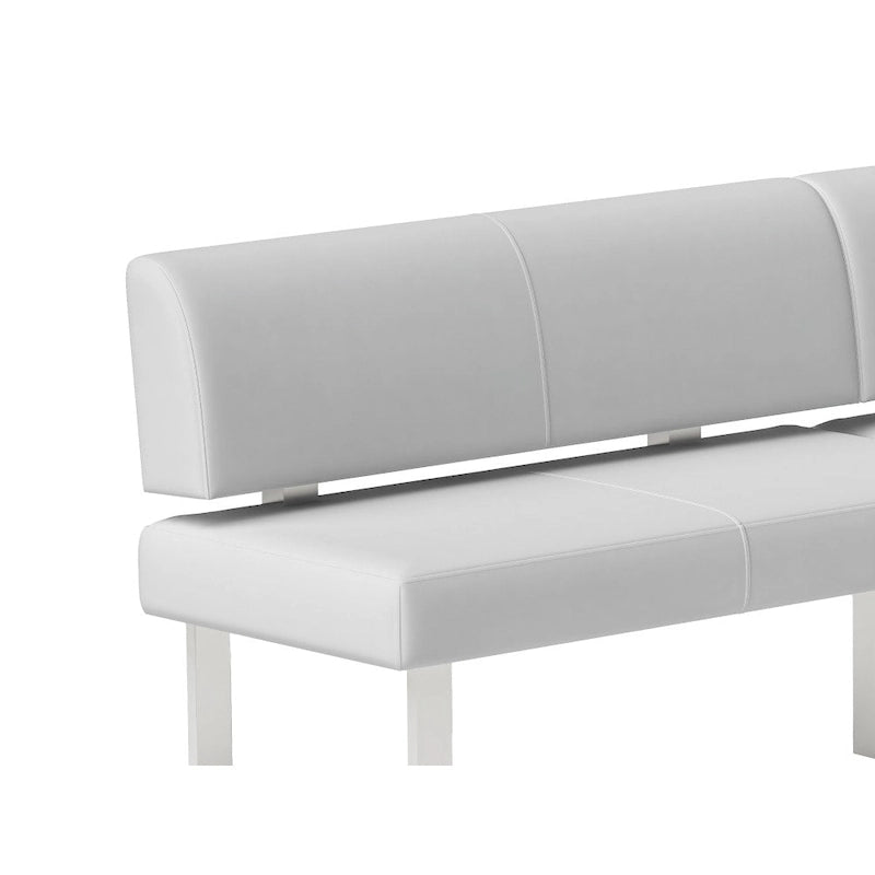 Banquette d'angle de salle à manger en similicuir blanc, simple, 1 personne