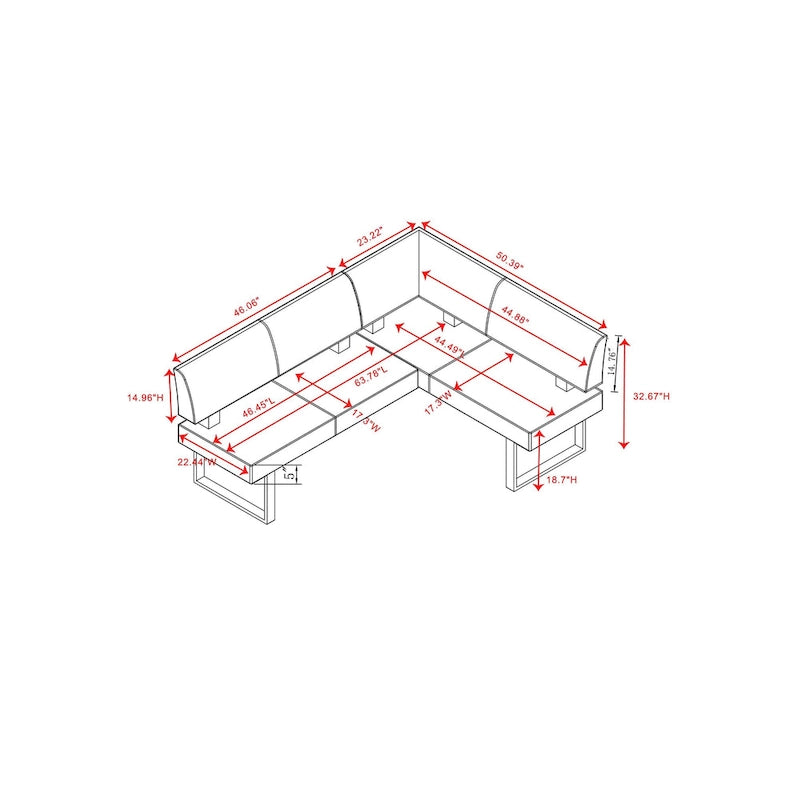 Banquette d'angle de salle à manger en similicuir blanc, simple, 1 personne